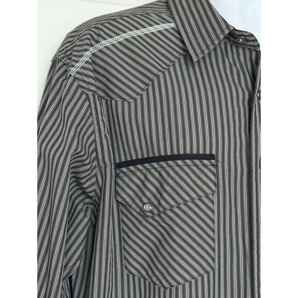 CINCH Men's Western Modern Fit Pearl Snap Long Sleeve Shirt Gray Stripe Sz L EUC - Picture 3 of 15